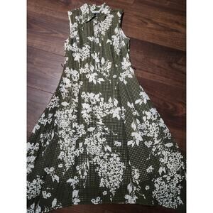 Lafayette 148 new York Green / White Floral Sleeveless‎ cocktail dress sz 2